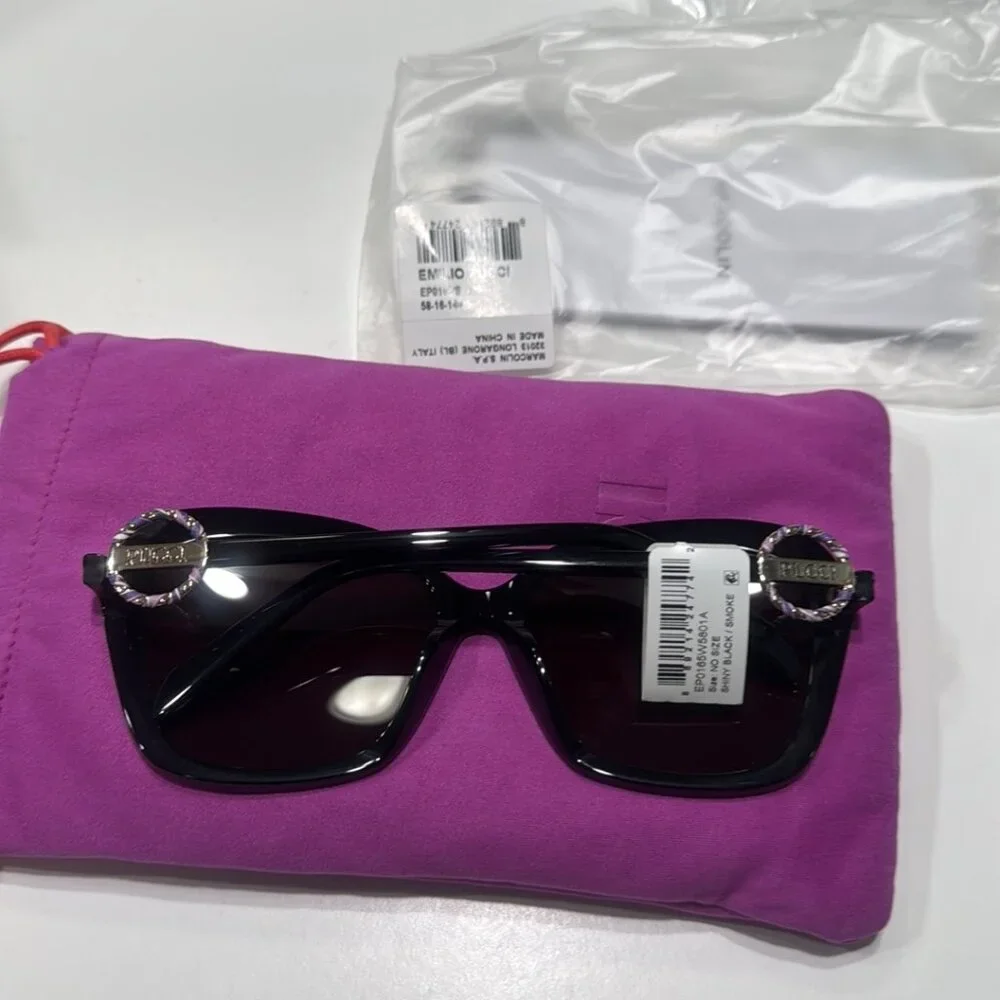 58mm Butterfly Sunglasses Emilio Pucci  Shiny Black  Smoke